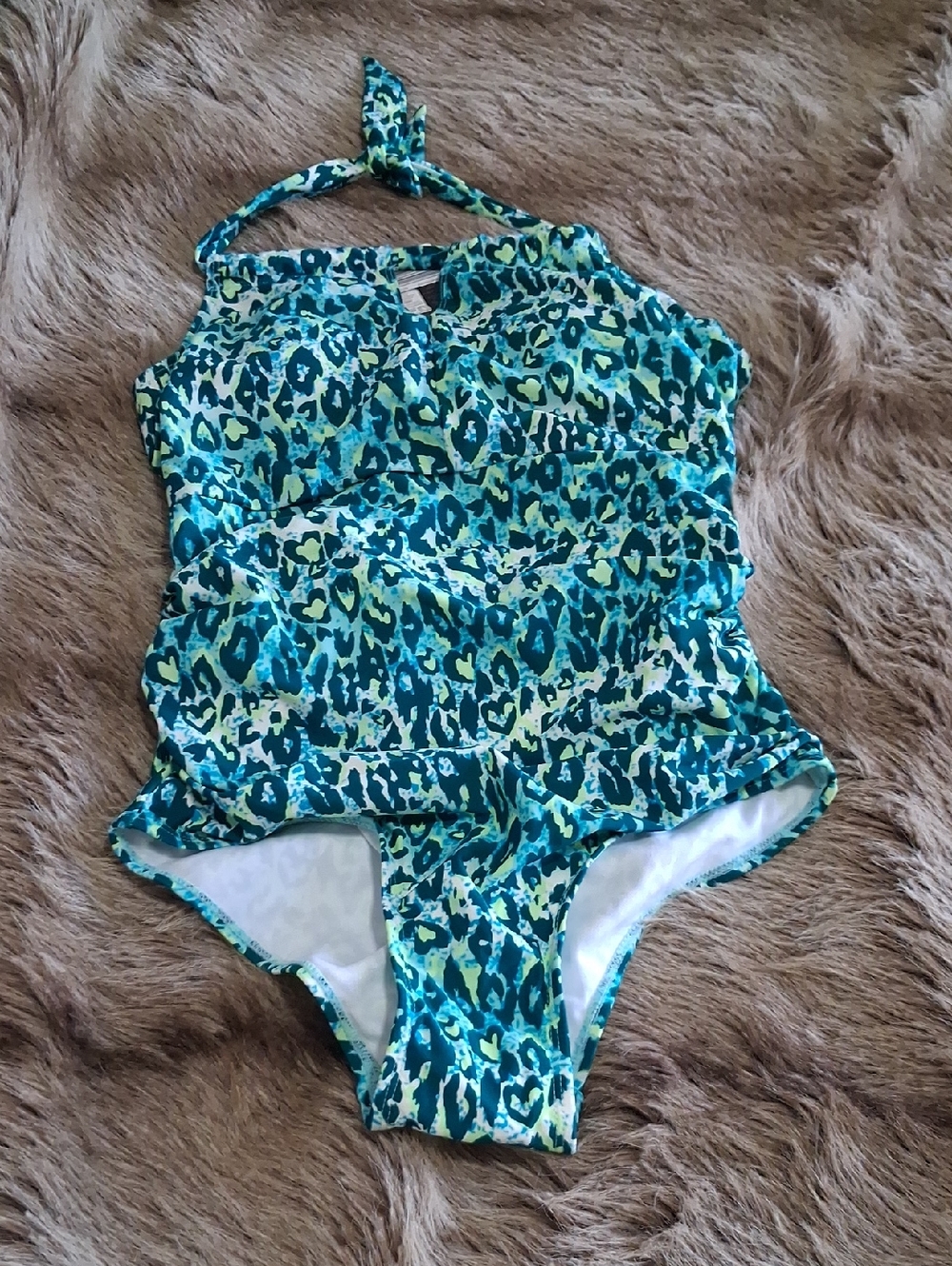 Serra Teal and Lime Leopard-Print One-Piece Swimsuit